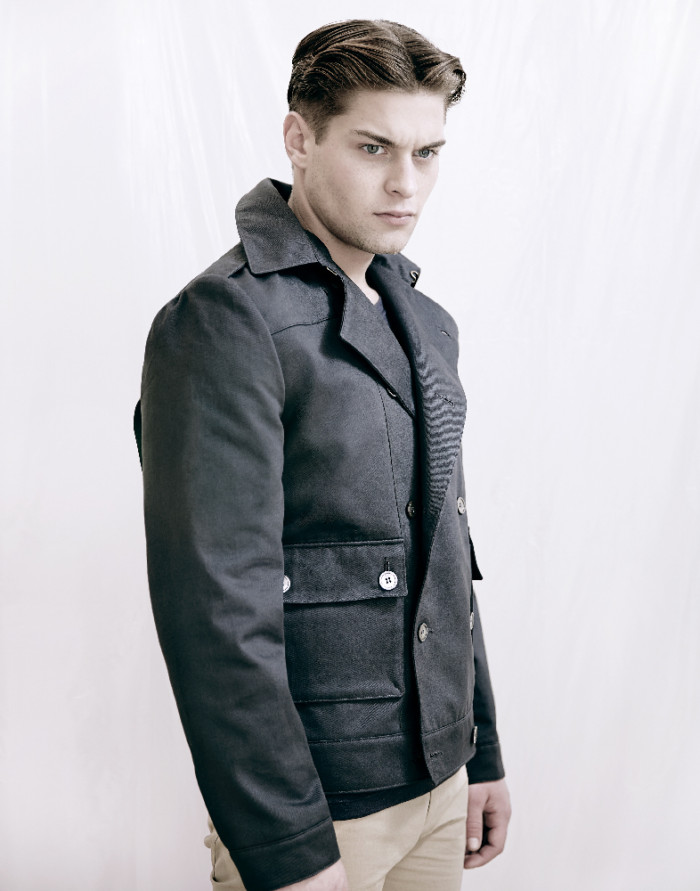 Thornhill Jacket- Dark Grey Brushed Cotton Military Style Biker Jacket