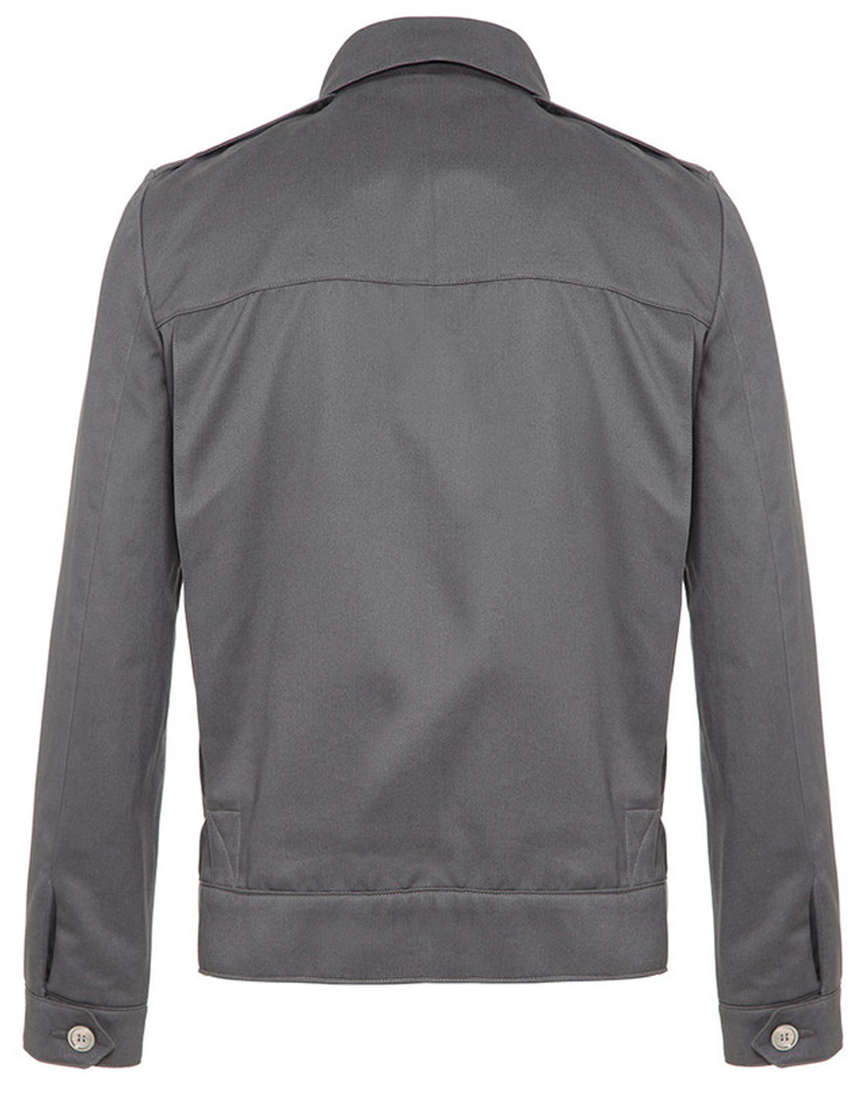 Thornhill Jacket- Dark Grey Brushed Cotton Military Style Biker Jacket ...