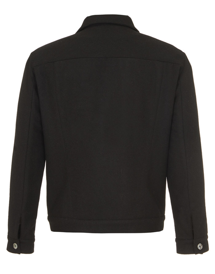 Nestor Jacket- Hainsworth Black Melton Jacket With Black Quilted Cotton Jersey Lining - Image 3